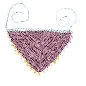 Hair Bandana Crochet Picot Pink for Teens or Adults, Brand New Handmade